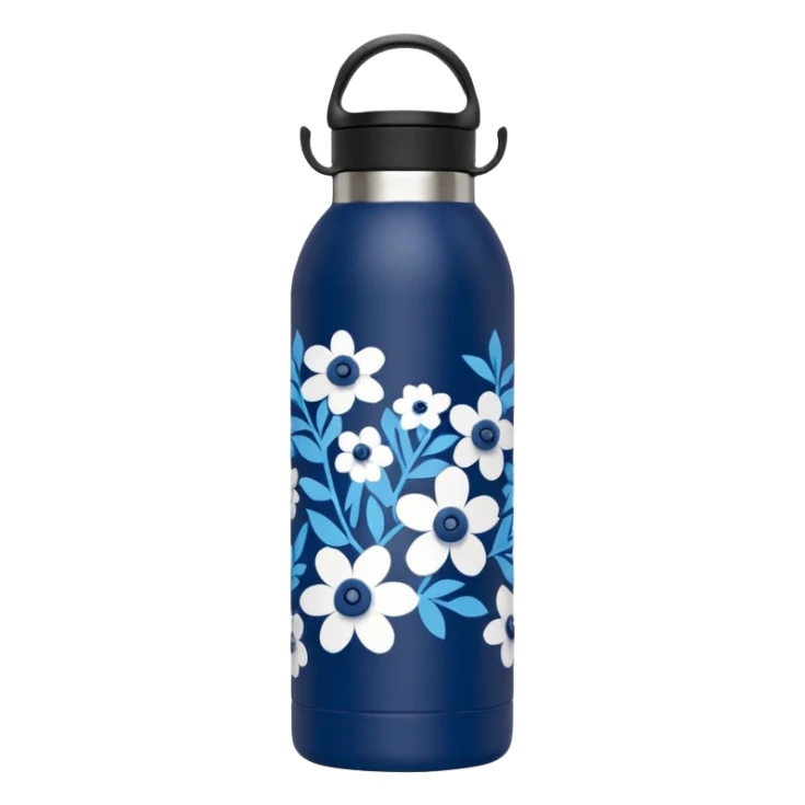 Blueberry floral patterned thermal water bottle with handle  sticker
