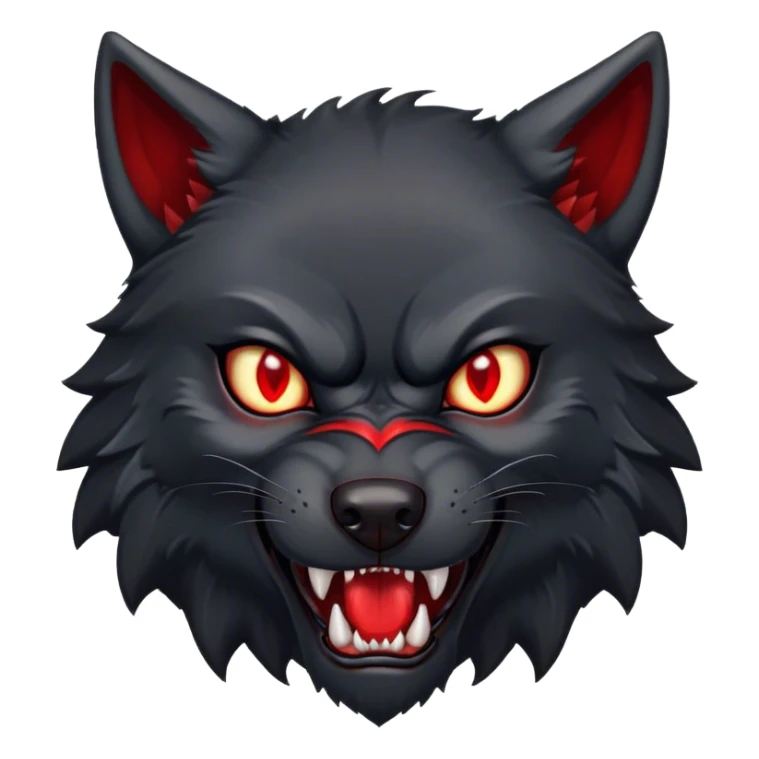 Can you create a black wolf with red eyes in a scary way sticker