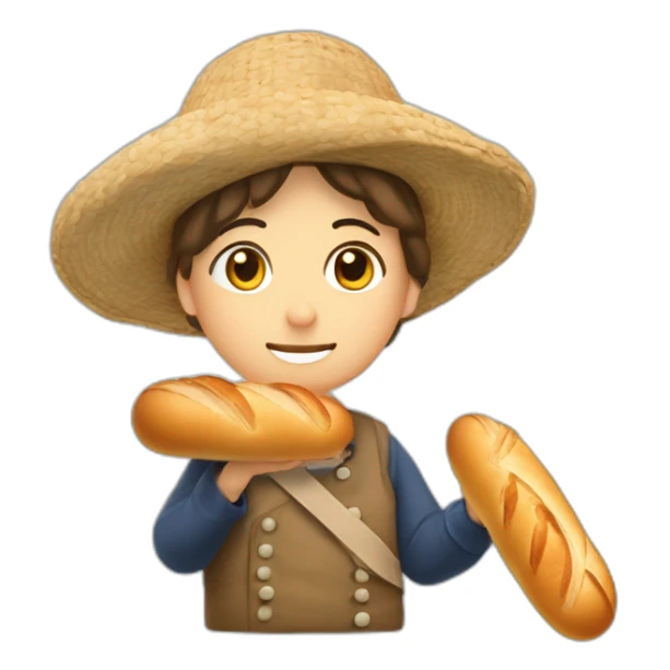 Français avec un béret une marinière et une baguette de pain sticker