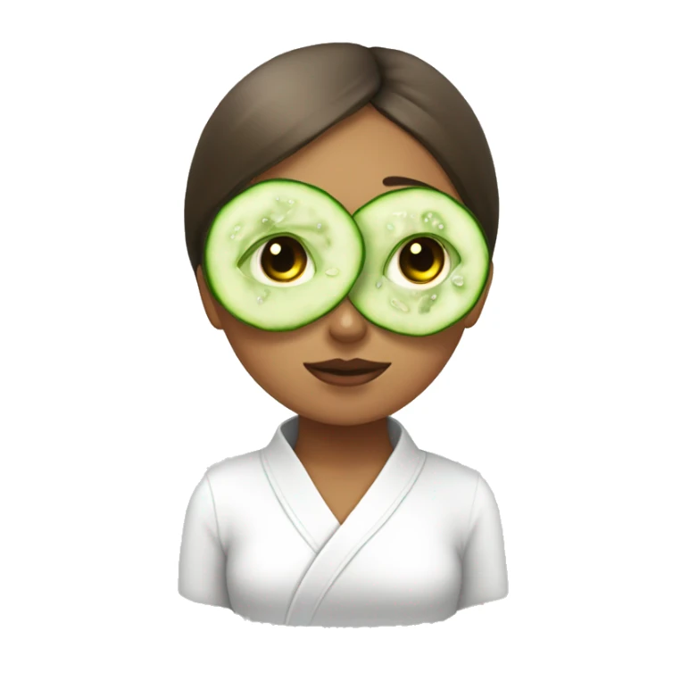 girl in spa with cucumbers in eyes and steam sticker