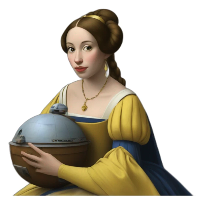 Princess leía star wars in a vermeer's painting sticker