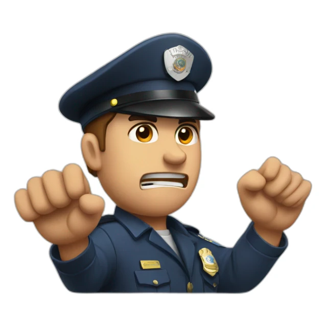 ANGRY POLICE MAN PUTTING HIS HAND UP TO STOP SOMEONE sticker