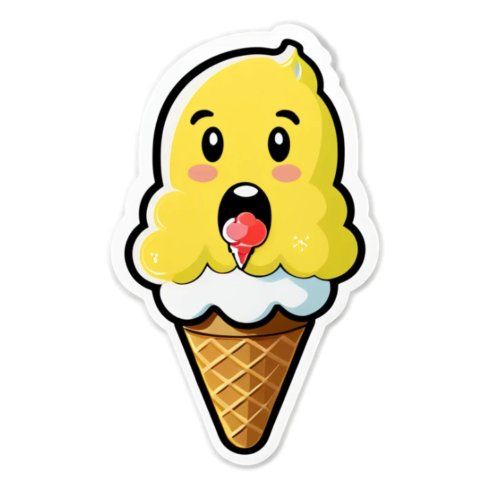 Banana eating ice cream sticker