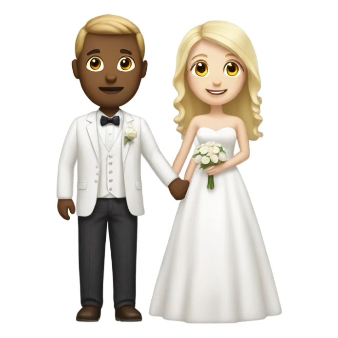 Blonde women and brown haired man with white skin getting married   sticker