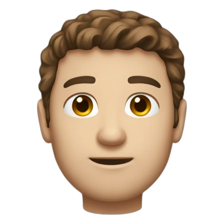 Brown hair and eye white tshirt man sticker