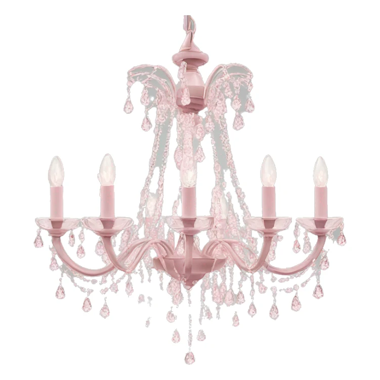 Light pink chandelier with clear crystals hanging  sticker