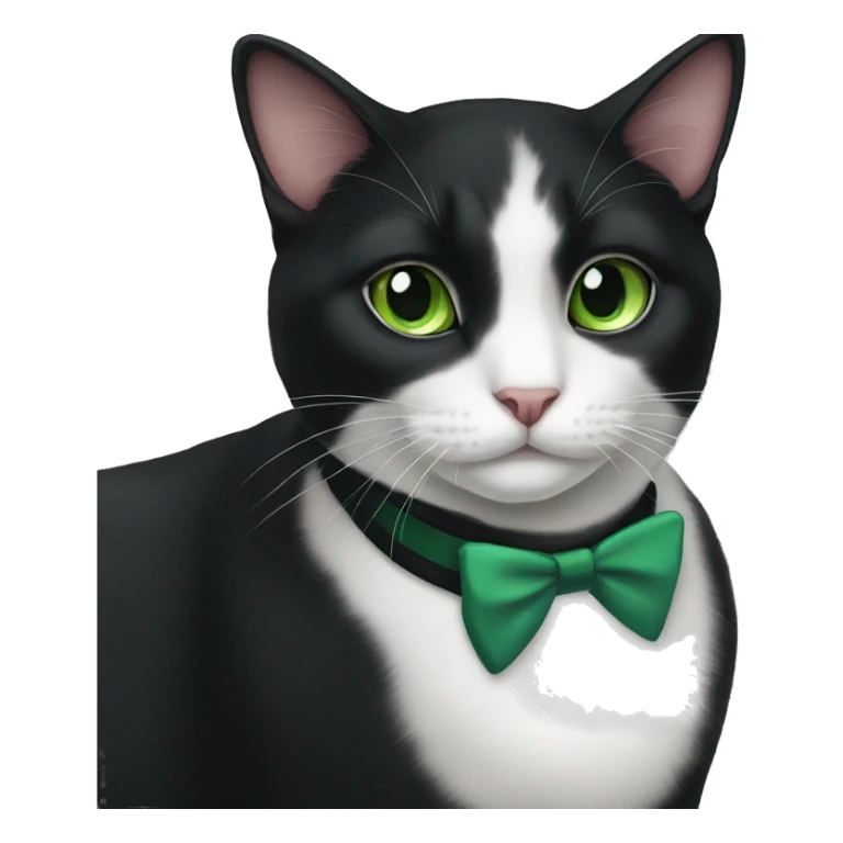 Black and white tuxedo cat with green eyes sticker