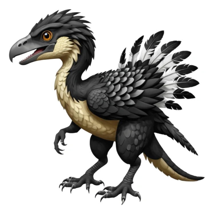 Utahraptor with a lot of feathers and white and black , no tail  sticker