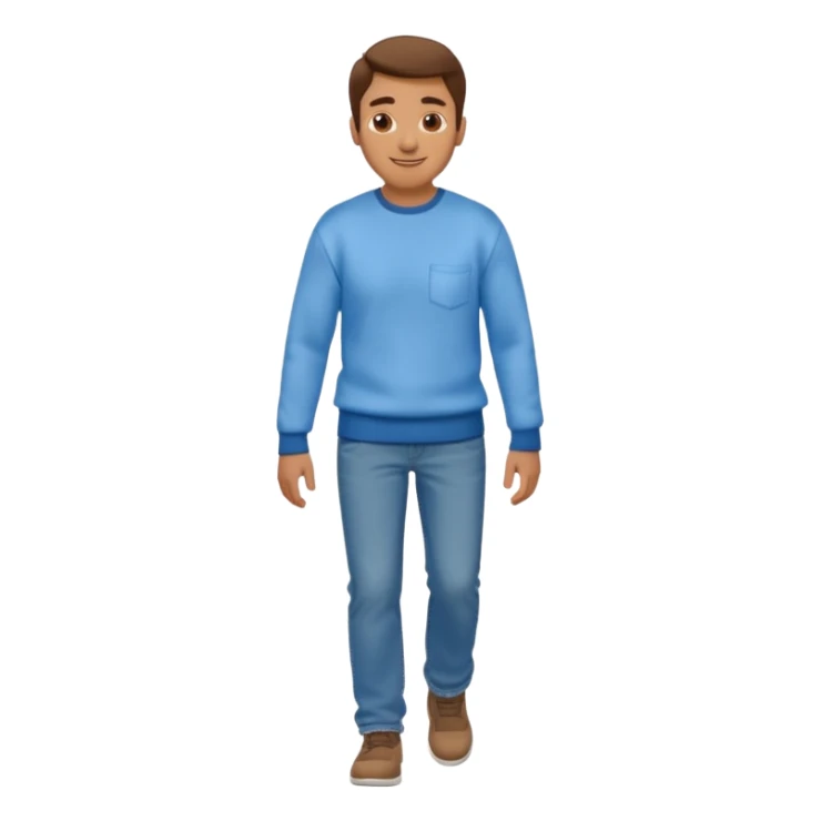 man with blue jean light blue sweater walking sticker