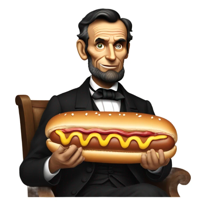 Abraham Lincoln eating a 10ft hot dog sticker