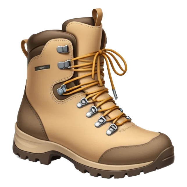 beige hiking boots with Gore-Tex waterproof technology sticker