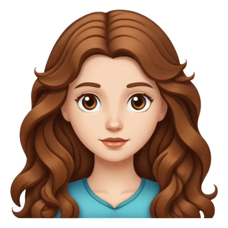 White girl with long wavy brown hair sticker