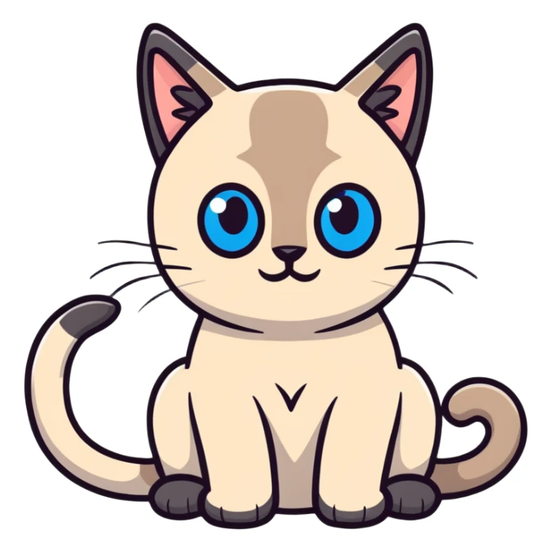 A siamese cat with blue eyes, laying down sticker