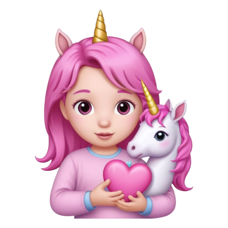 Kalp tutan bebek pembe unicorun sticker
