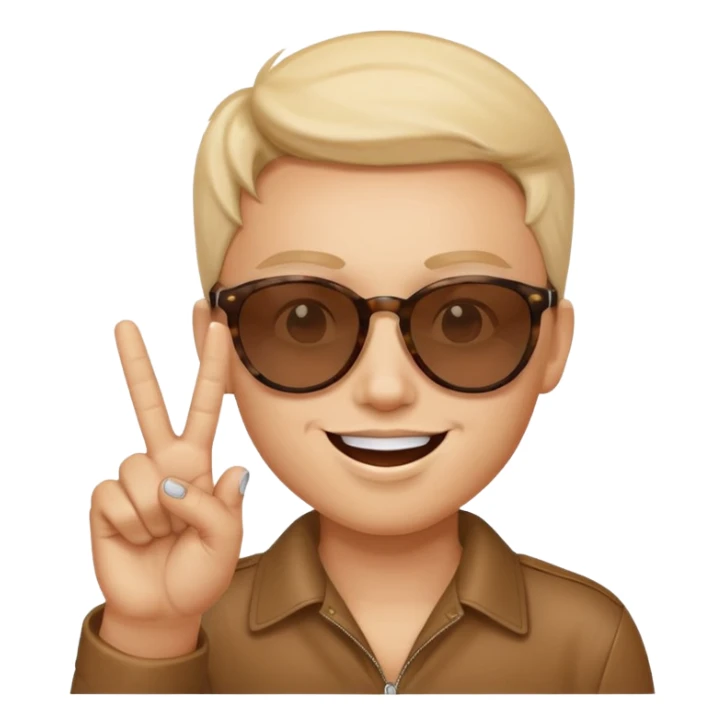 Smiley face with sunglasses and kissy face and peace sign fingers sticker