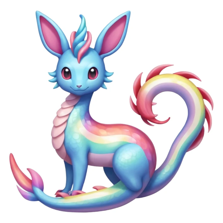 Shiny Sparkly beautiful gorgeous ethereal Rainbow Scaley Exotic Aurorus-Sylveon-Milotic-Dragonair-Fakémon-hybrid-creature (full body) sticker