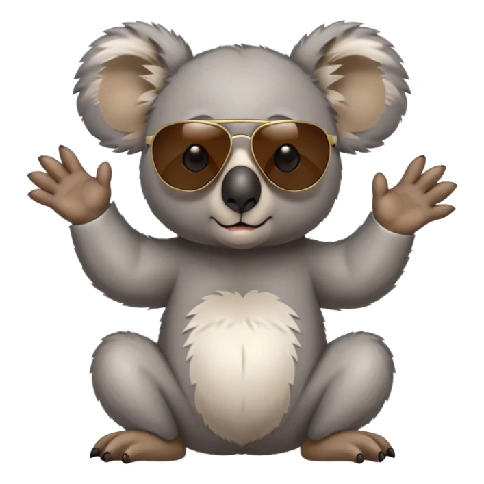 anthropomorphised koala in casual clothing, wearing dark sunglasses, fierce pose different stance sticker