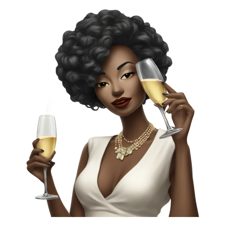 Hyper Realistic beautiful high fashion model drinking champagne and smoking sticker