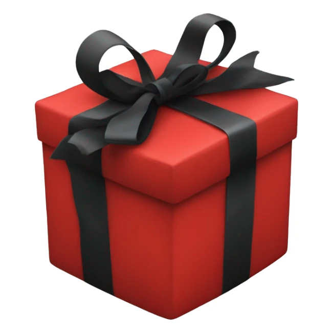 red gift tied with black ribbon sticker