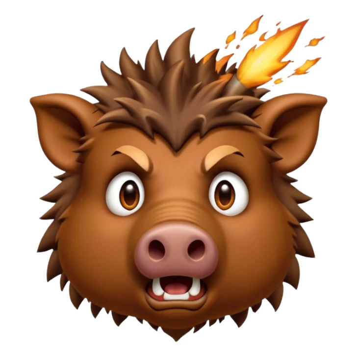 A shocked boar, with its top head exploding from shock a mix of 🐗 facing forward, and this emoji-🤯 sticker