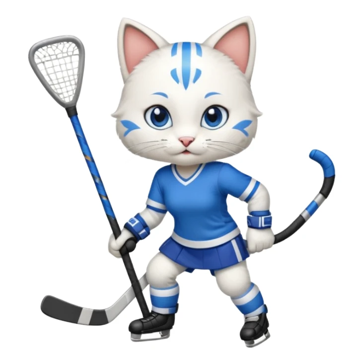 female cat hockey player with hockey stick sticker