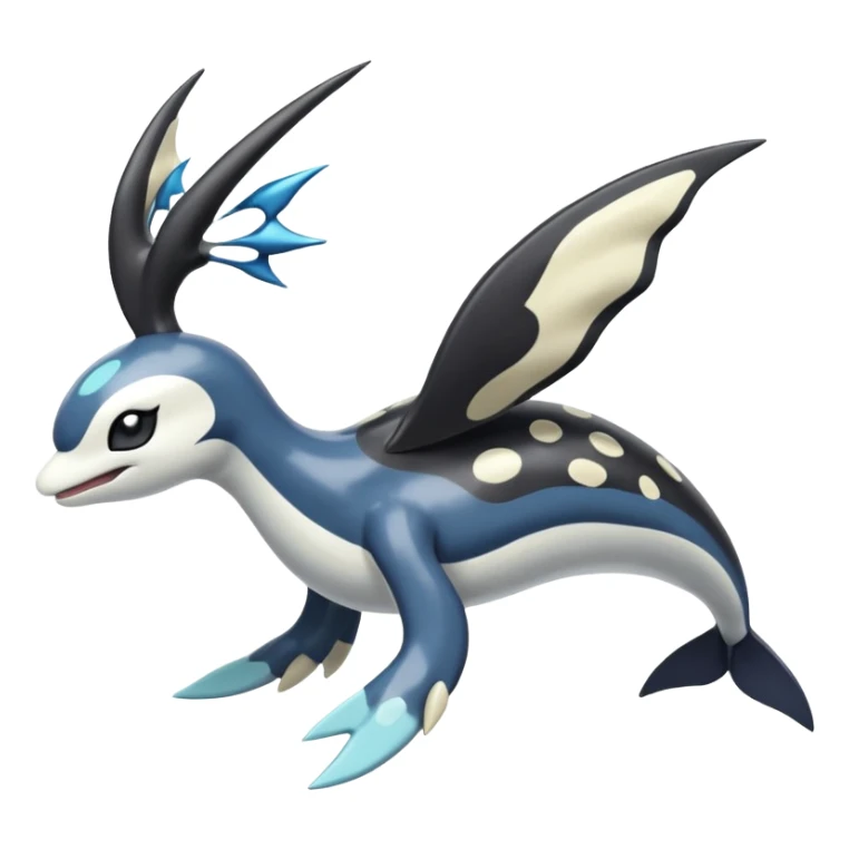 Black and white smooth glossy soft hot spotted Meloetta-Dialga-Orca-Giratina-Noibat-Pokémon-Fakémon-fusion-hybrid-creature sticker