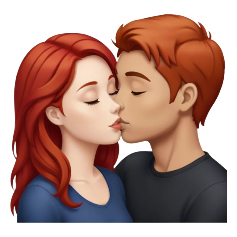 red head and brown hair kissing sticker