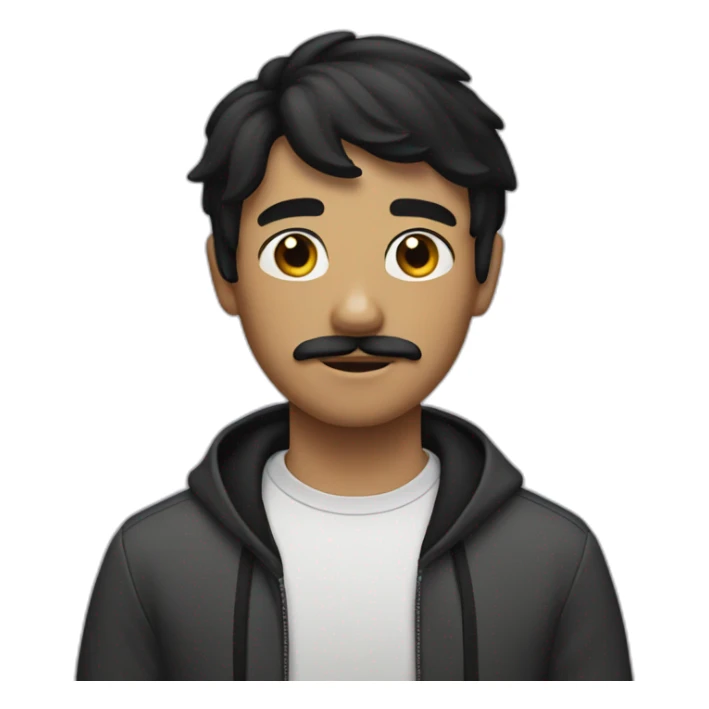 Teenboy with medium Short black hair and mustache sticker