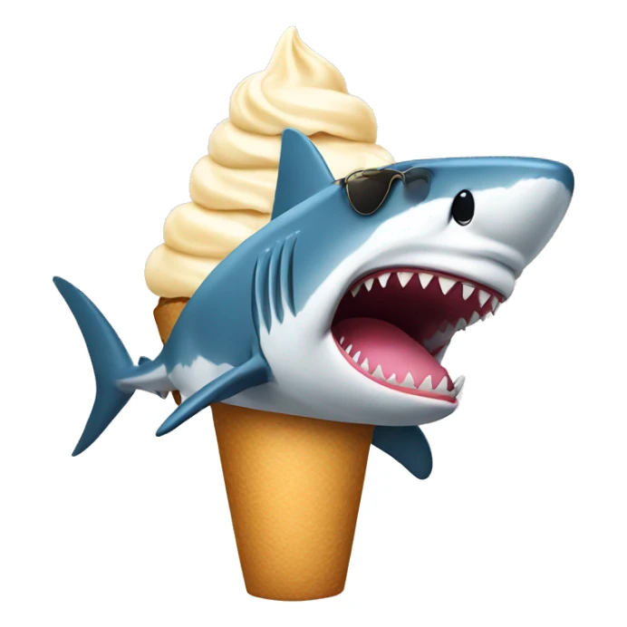 Shark with sunglasses and ice cream sticker