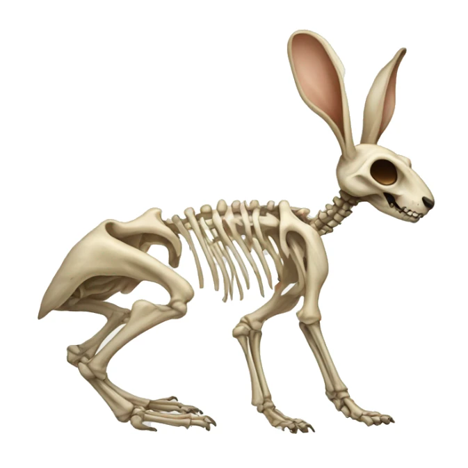 A full-length rabbit skeleton with crosses over its eyes sticker