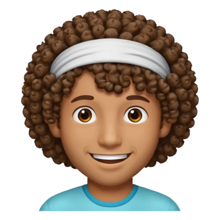 brown curly haired men with hairband sticker
