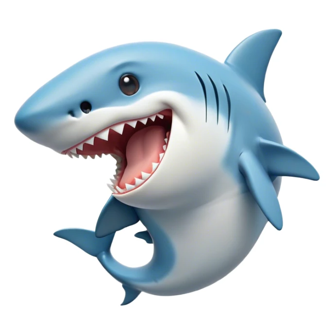 Cinematic Cute Yawning Shark Portrait Emoji, Head tilted slightly with a dramatic, wide-open yawn, showcasing a soft, streamlined body with gently drooping fins and eyes barely open in drowsy contentment, Simplified yet irresistibly adorable features, highly detailed, glowing with a soft, cozy glow, high shine, relaxed yet expressive, stylized with a touch of aquatic charm, bright and endearing, soft glowing outline, capturing the essence of a sleepy yet affectionate shark, so drowsy it feels like it could float right out of the screen and curl up for a nap! sticker