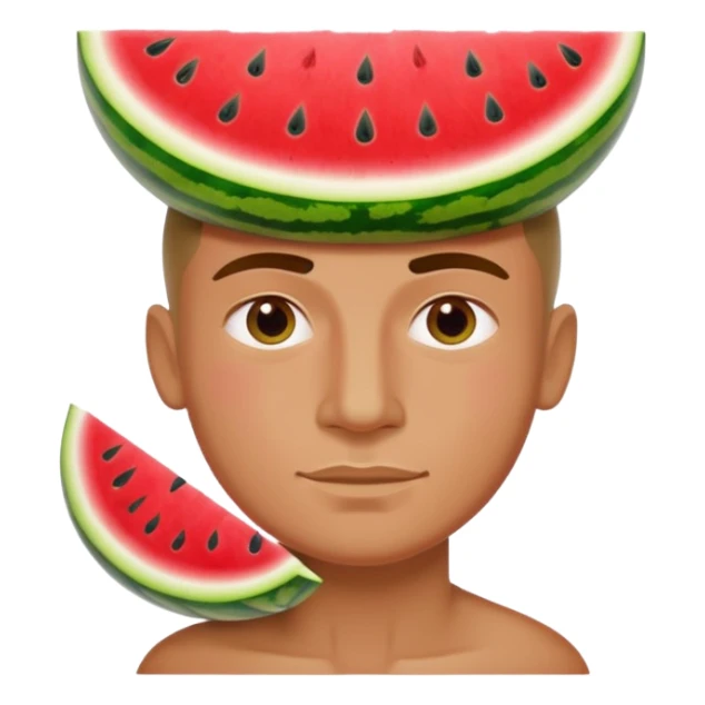 Combine the dancing man emoji🕺with a head made of watermelon sticker