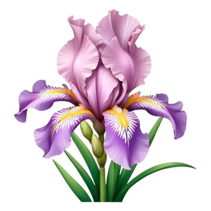 big bouquet Soft Pink Iris, luxuriant, leaf, bud sticker