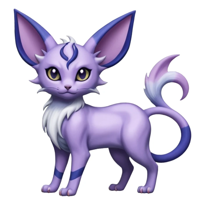 Dusky Purple-Navy Velvet-Coated Shadow-Striated Elegant Feline Absol-Espeon hybrid creature (full body) sticker