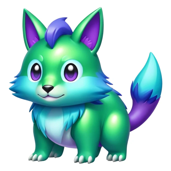 Shiny epic green blue and purple animal-fakemon sticker