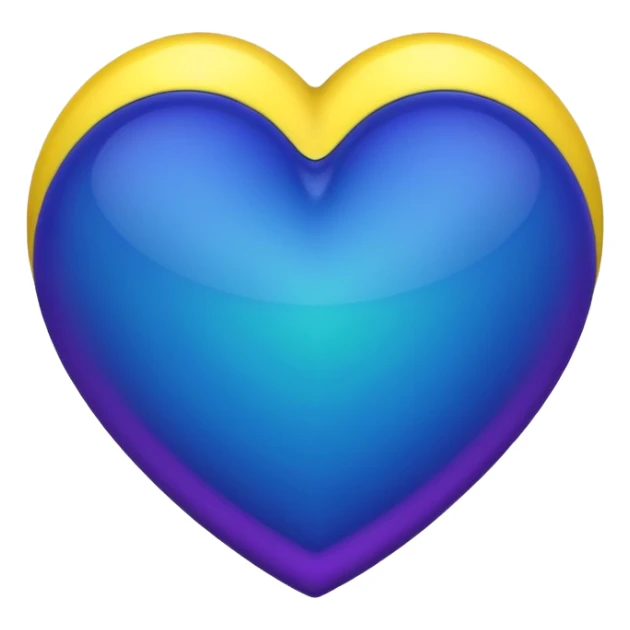Heart with cobalt blue, purple, green, black, and yellow sticker