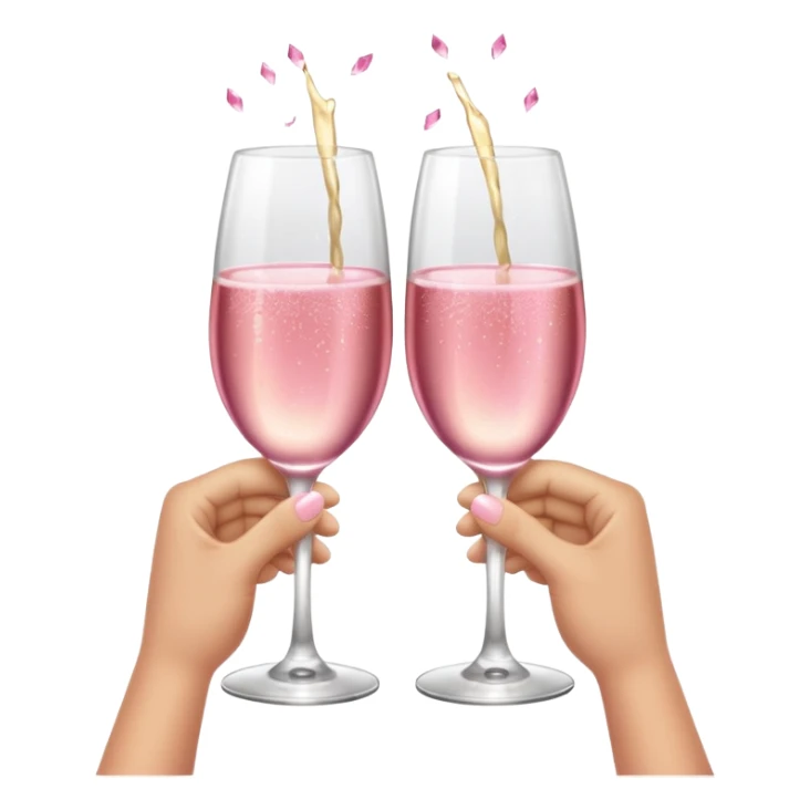 champagne glasses with pink champagne giving cheers with hands sticker