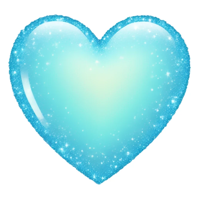 Light blue love heart with sparkles  sticker