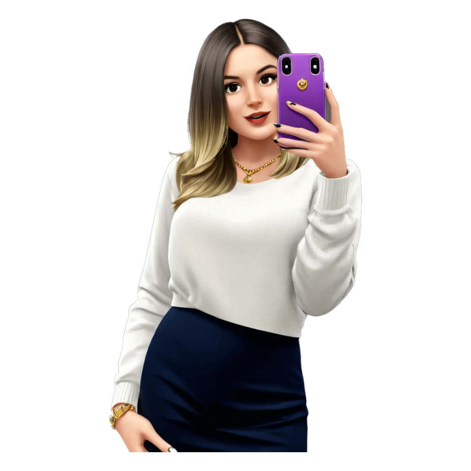 girl taking selfie with jewelry sticker