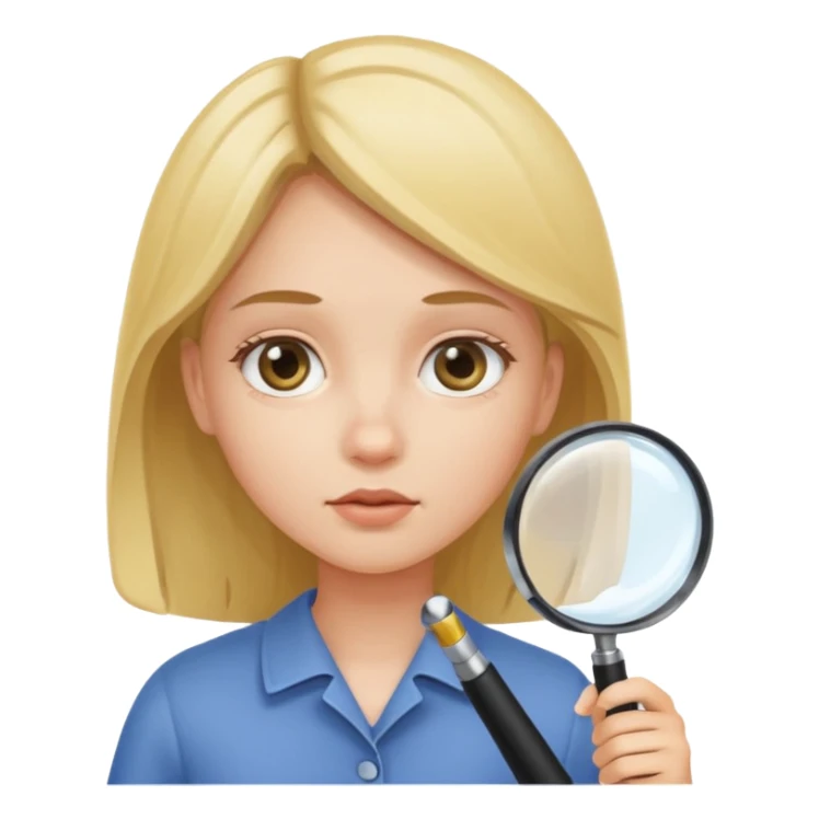 a girl using a magnifying glass sticker