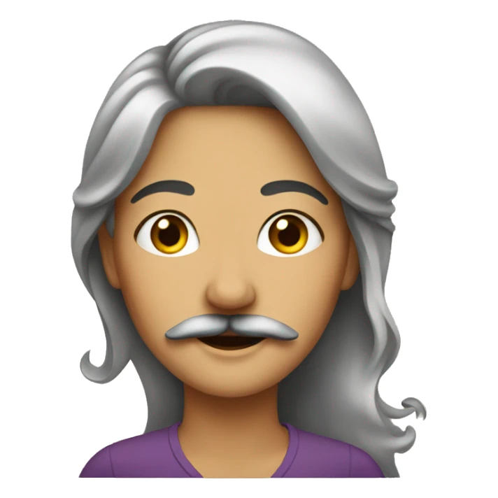 a woman with a mustache sticker