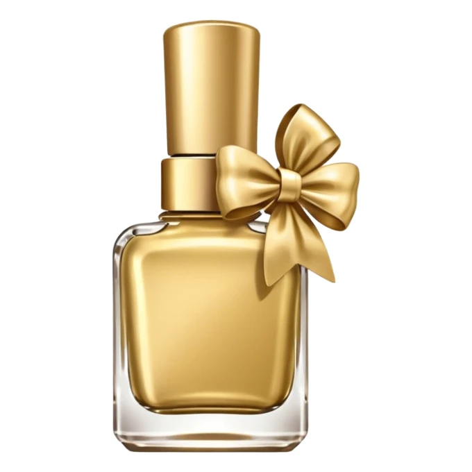 Gold nail polish bottle with bow sticker