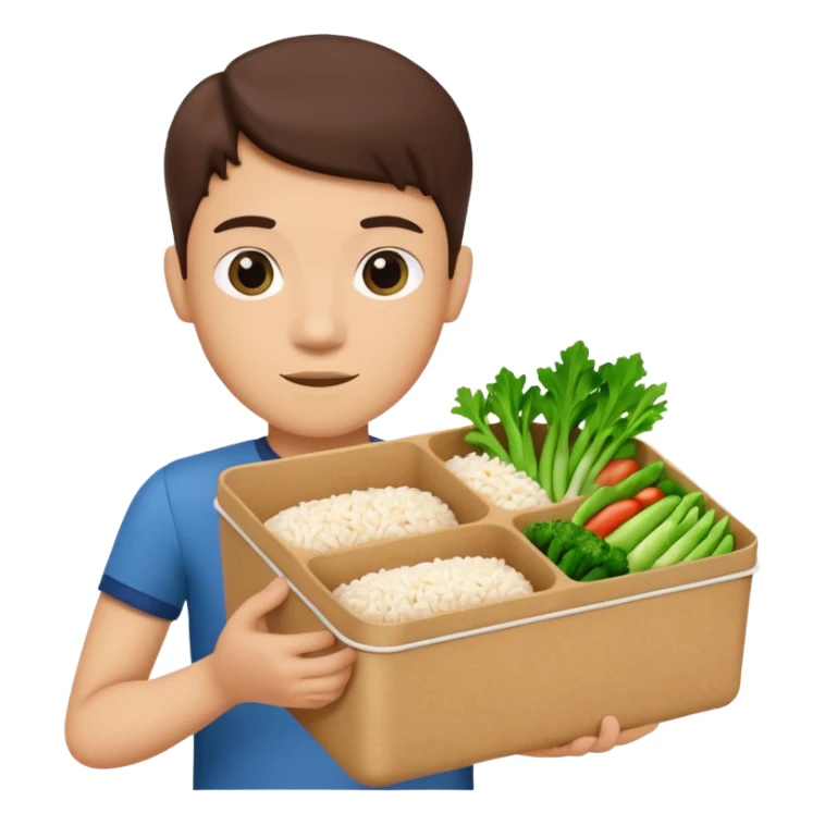 create an emoticon of a retangular lunch box made of kraft paper, with inside rice, beaf and green vegetables in a ordered way, like 3 strips. The lunch box should be the most similar to this real one..

https://i.postimg.cc/FKcHz1tk/Screenshot-2025-11-11-alle-16-06-29.png sticker