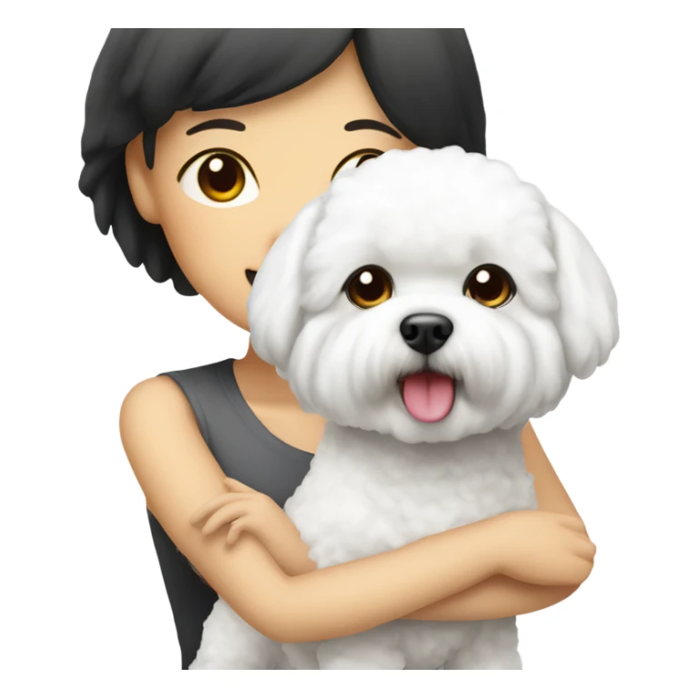 A cute bichon frise & an Asian woman  sticker