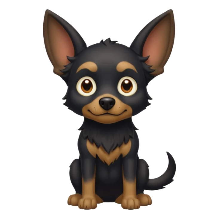 black dog with floppy goblin ears sticker