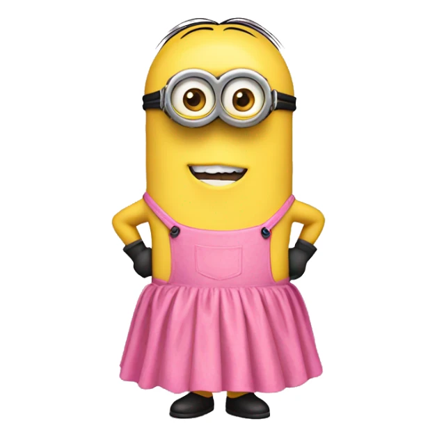A minion with a pink dress sticker