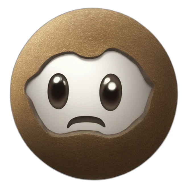 3d sphere with a cartoon wandering dirt Cod skin texture with whimsical eyes sticker