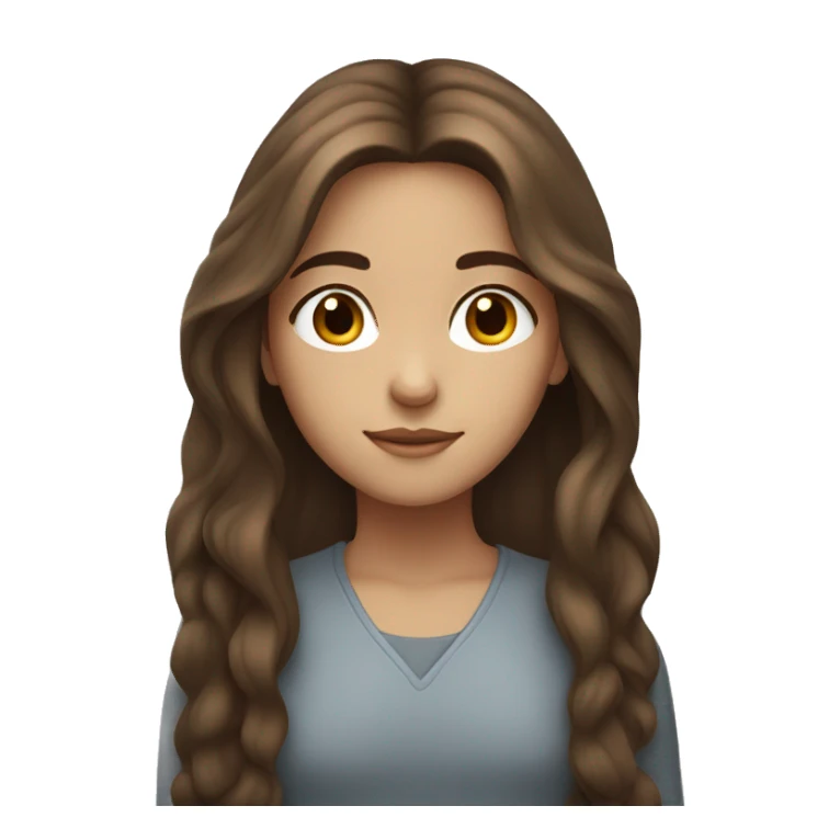 Long-haired brown-haired girl, calm look, brown eyes sticker