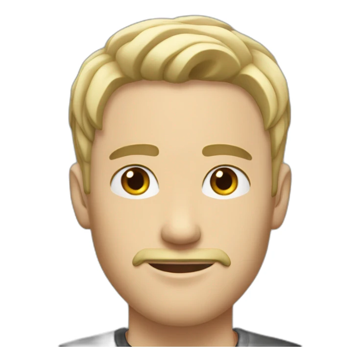 white young man with black short beard and black flat hair sticker